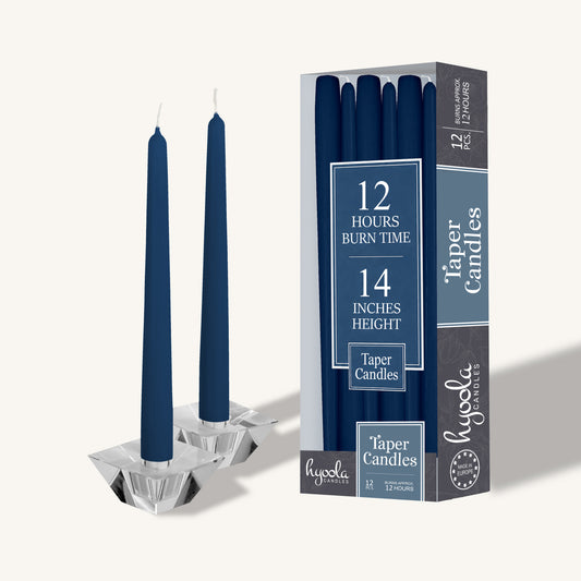 Blue taper candle, 14 inch, pack of 12