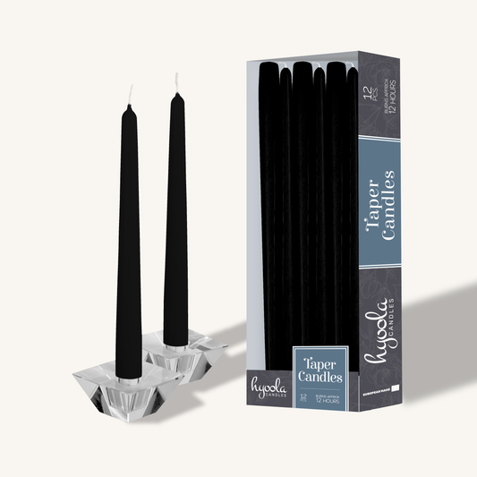 Black taper candle, 14 inch, pack of 12