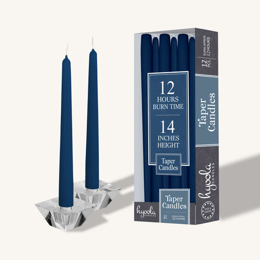 Sapphire blue taper candle, 14 inch, pack of 12