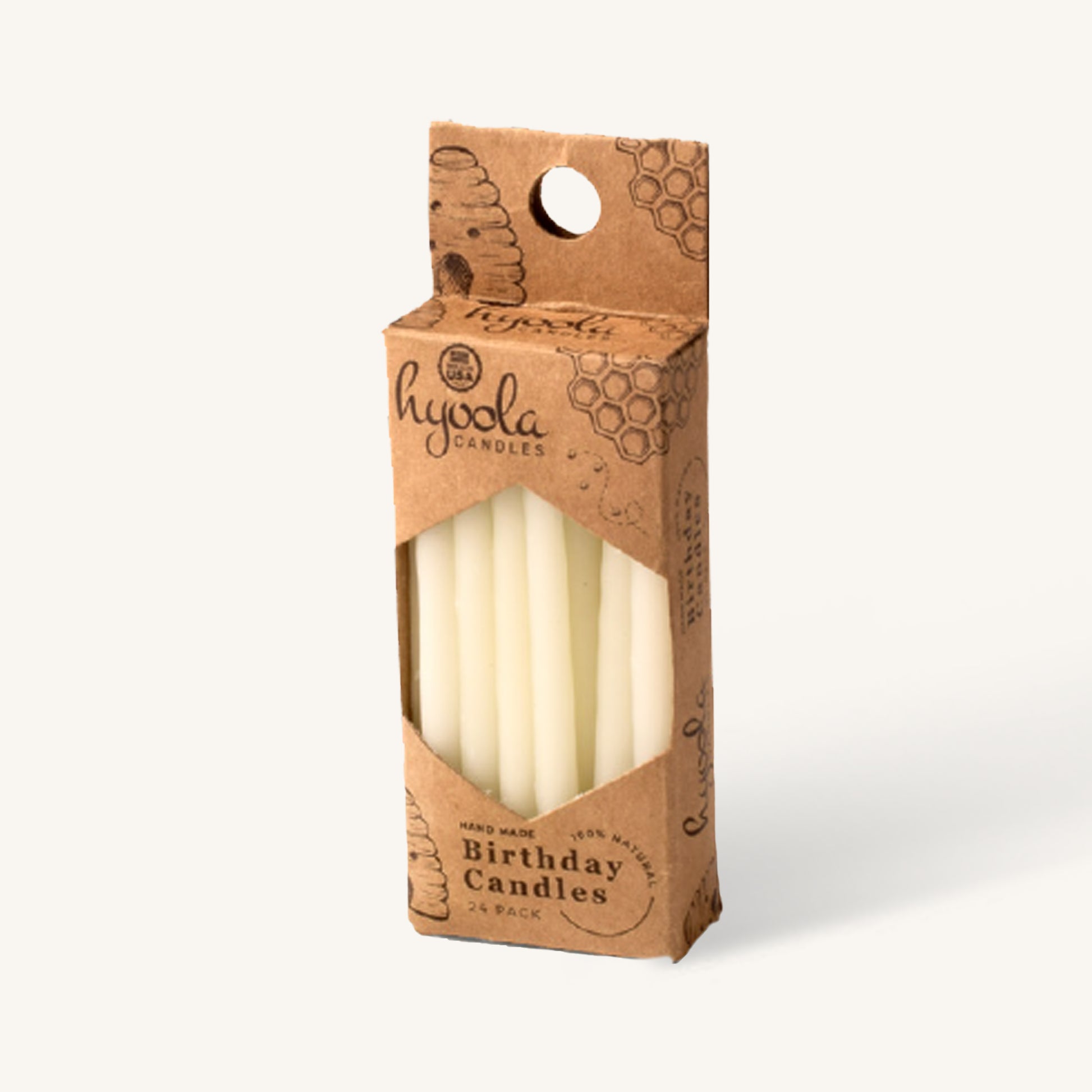 White beeswax birthday candle, 2.75 inch, pack of 24