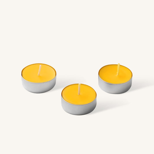 Yellow Beeswax Tealights in Aluminum Cup - 4 Hours - 24 Pack
