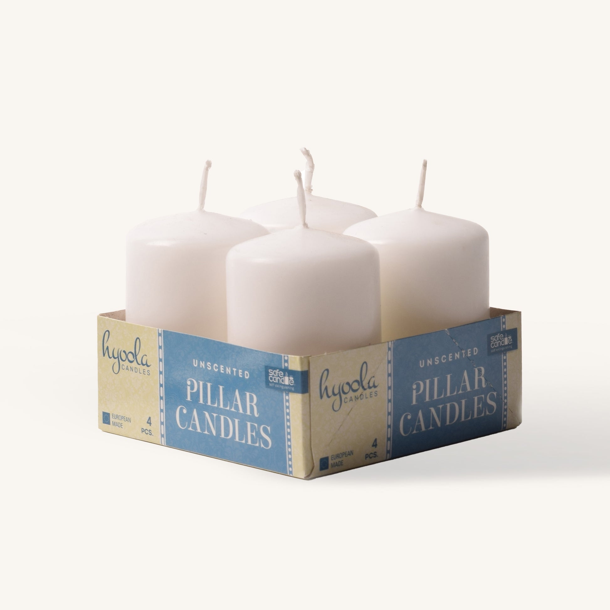 White pillar candle, 2 inch by 3 inch, pack of 4