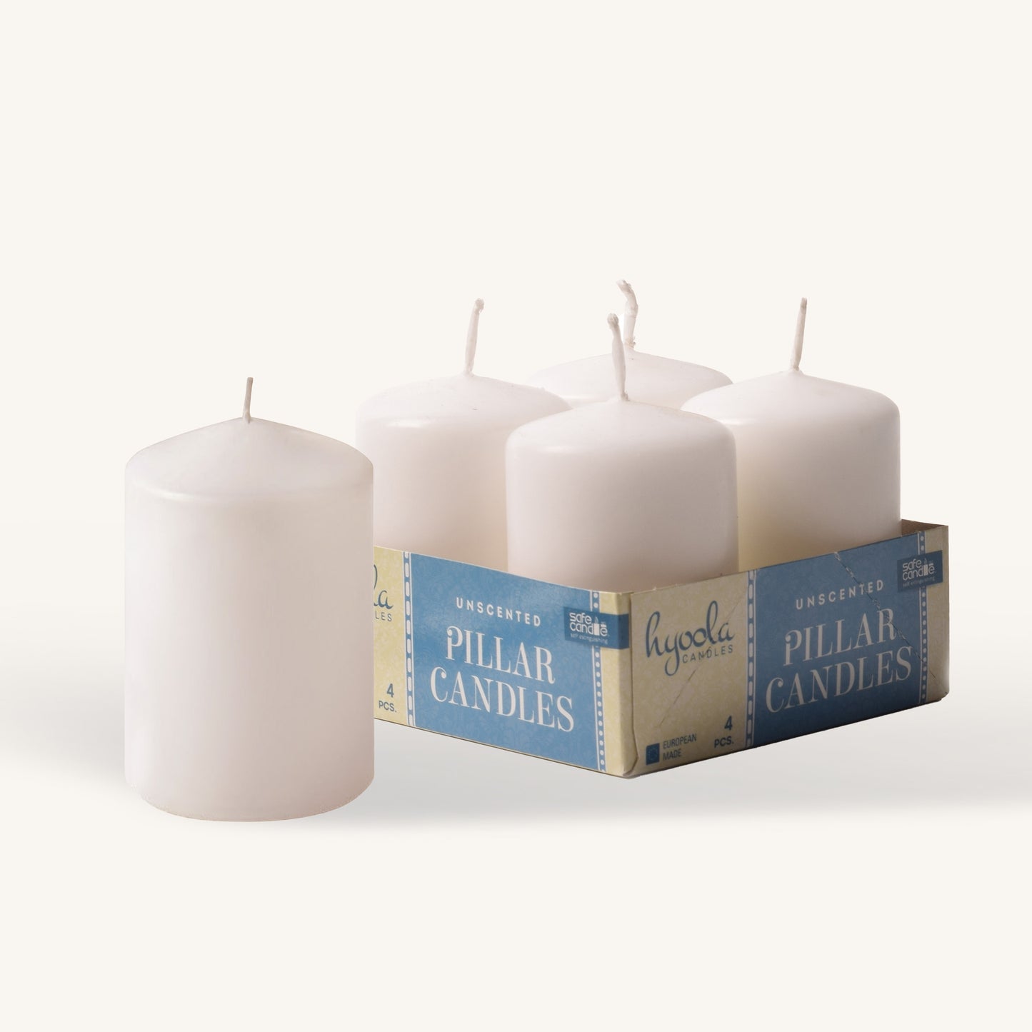 White pillar candle, 2 inch by 3 inch, pack of 4