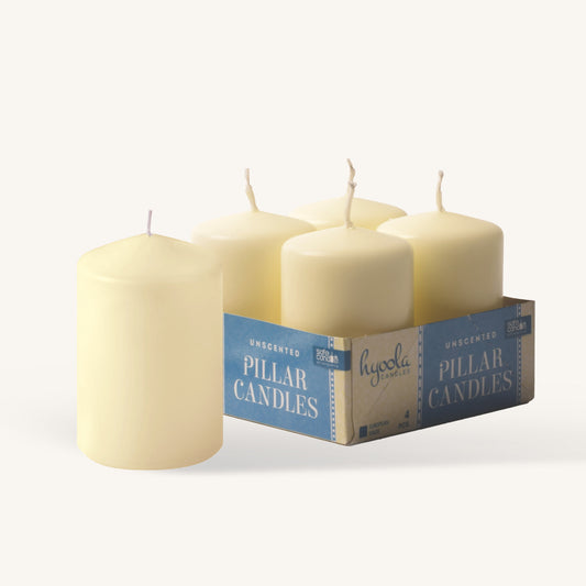 Ivory pillar candle, 2 inch by 3 inch, pack of 4