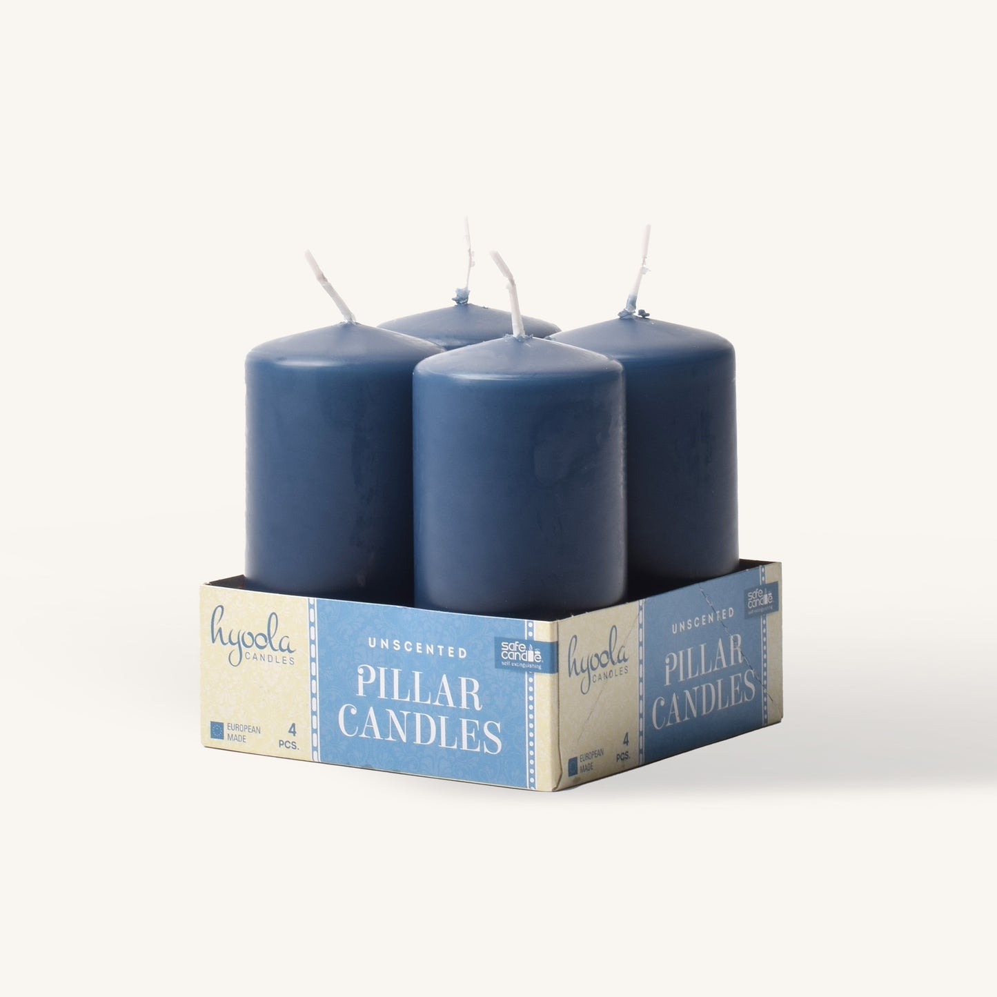 Midnight blue pillar candle, 2 inch by 4 inch, pack of 4