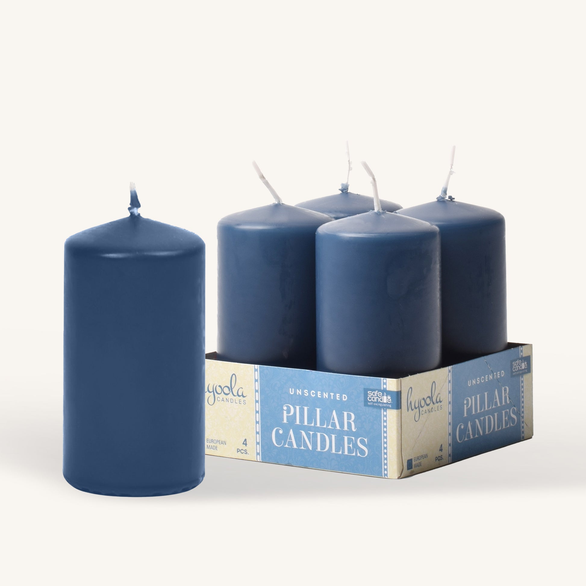 Midnight blue pillar candle, 2 inch by 4 inch, pack of 4