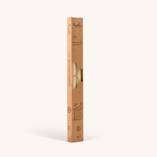 White beeswax taper candle, 14 inch, pack of 2