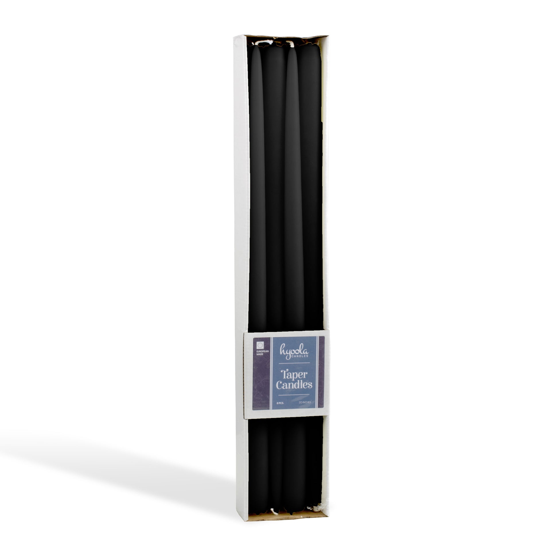 Black giant taper candle, 16 inch, pack of 8