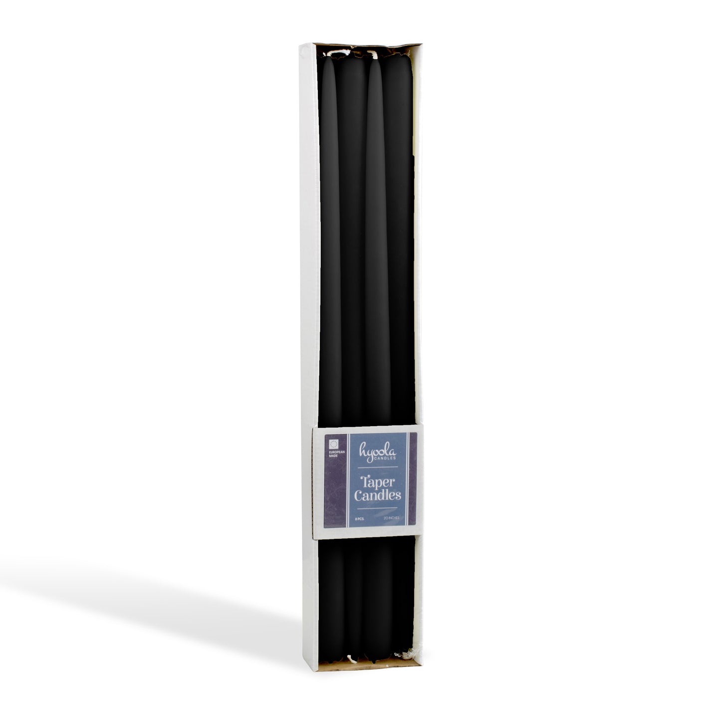 Black giant taper candle, 20 inch, pack of 8