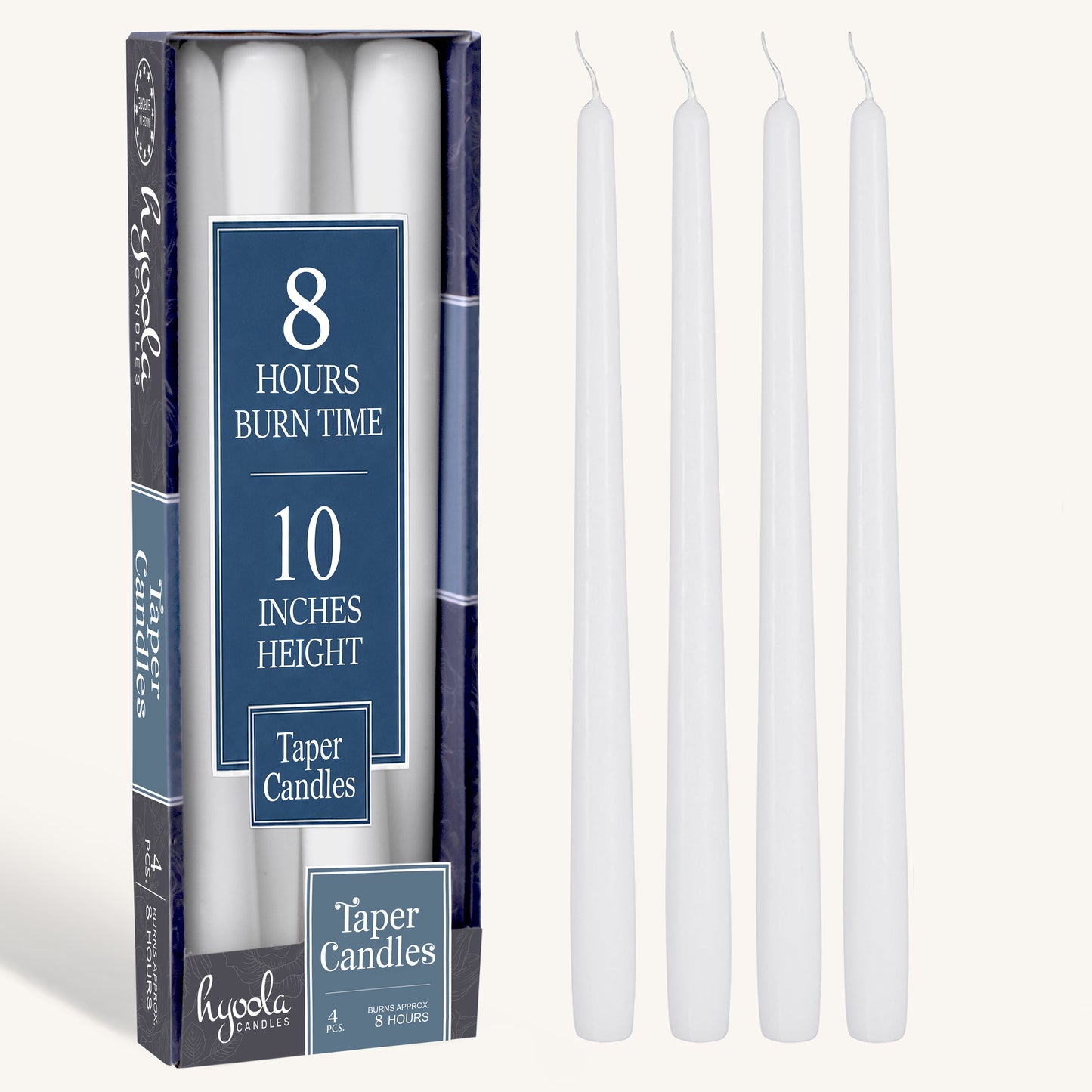 White Taper Candles - 10 Inch - 4 Pack