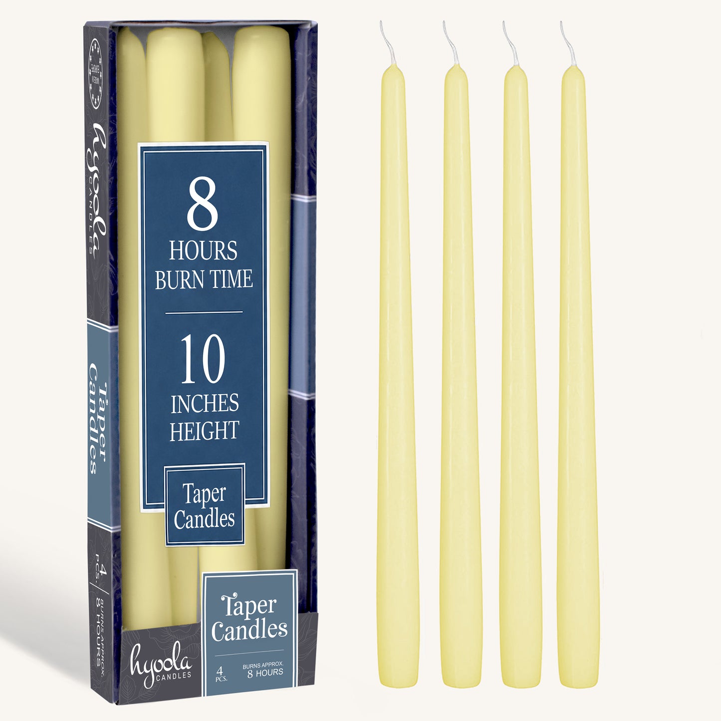 Ivory Taper Candles - 10 Inch - 4 Pack