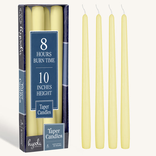 Ivory Taper Candles - 10 Inch - 4 Pack