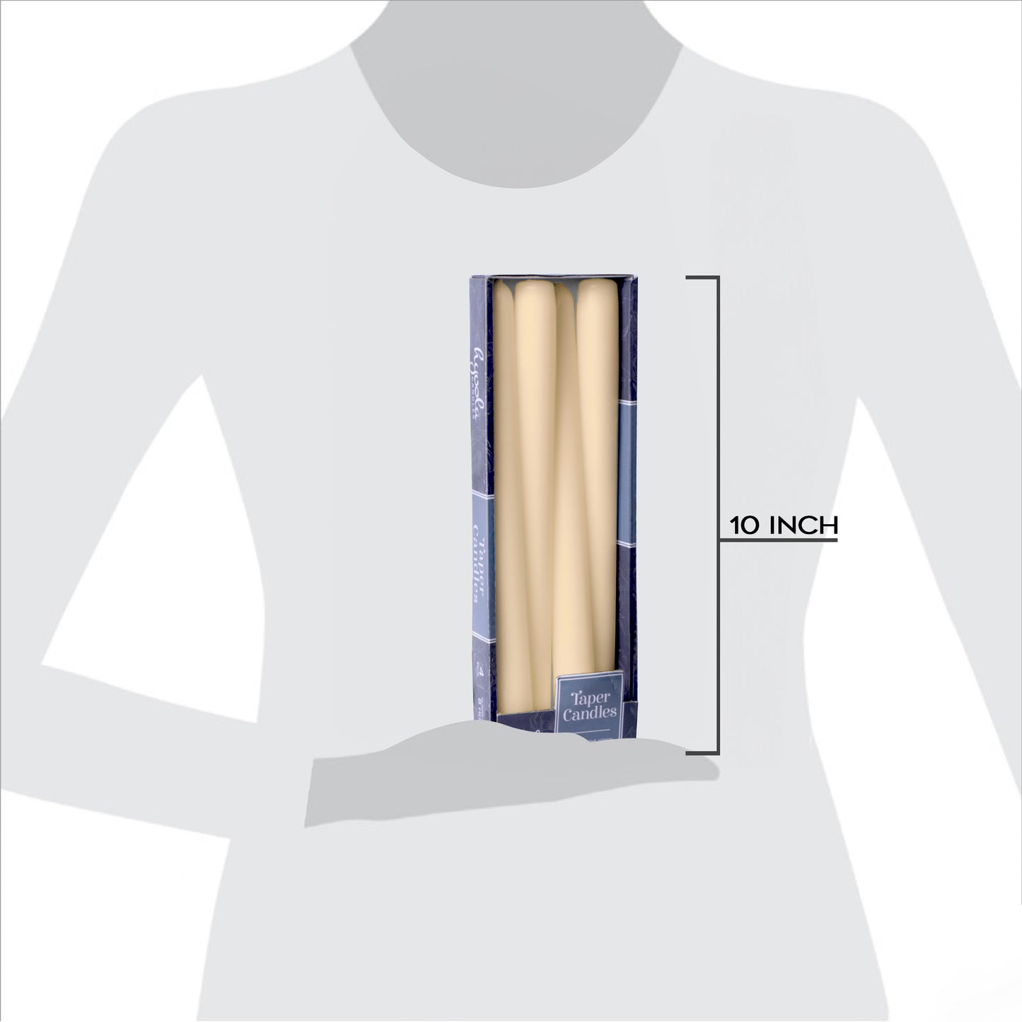 Cream taper candle, 10 inch, pack of 4