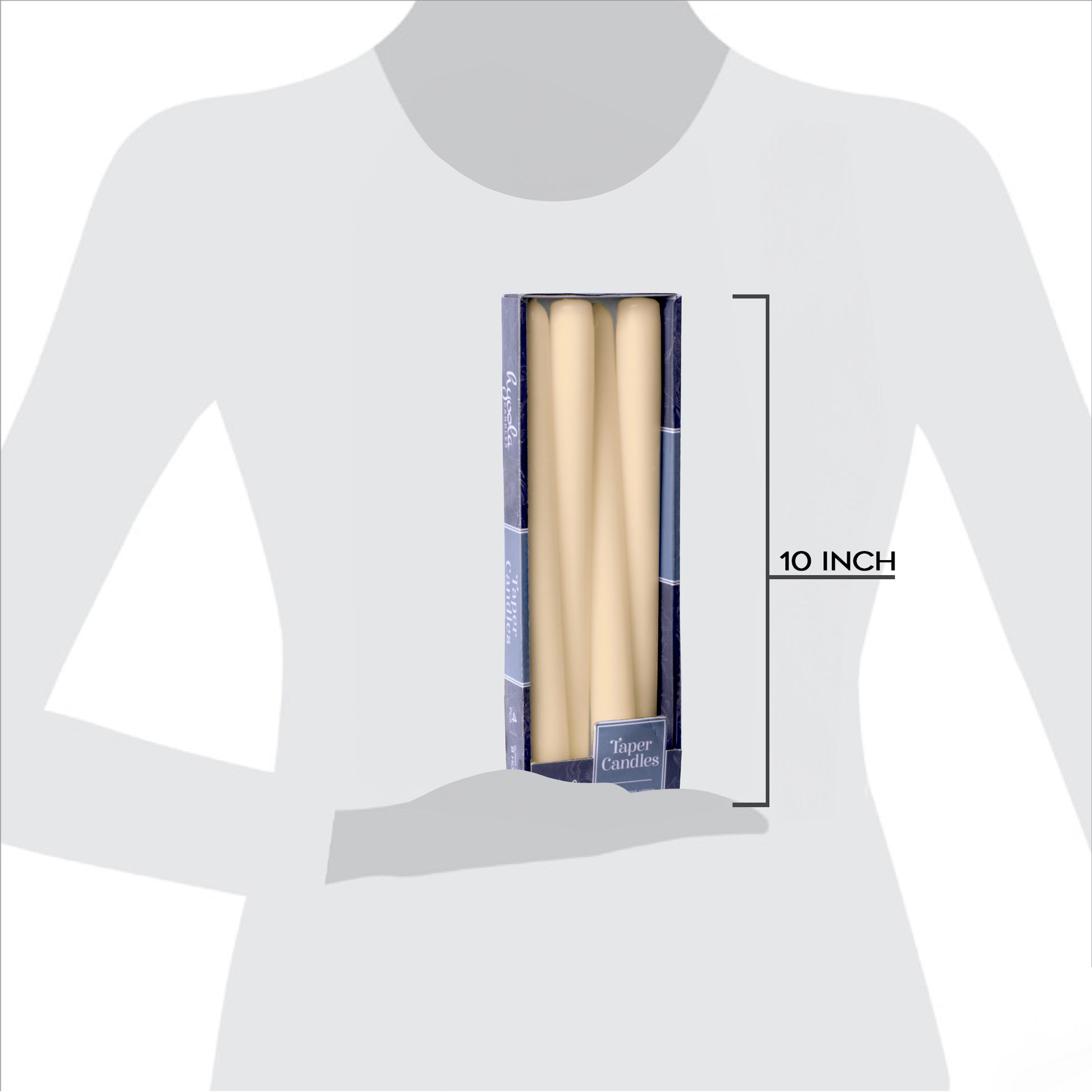 Cream taper candle, 10 inch, pack of 4