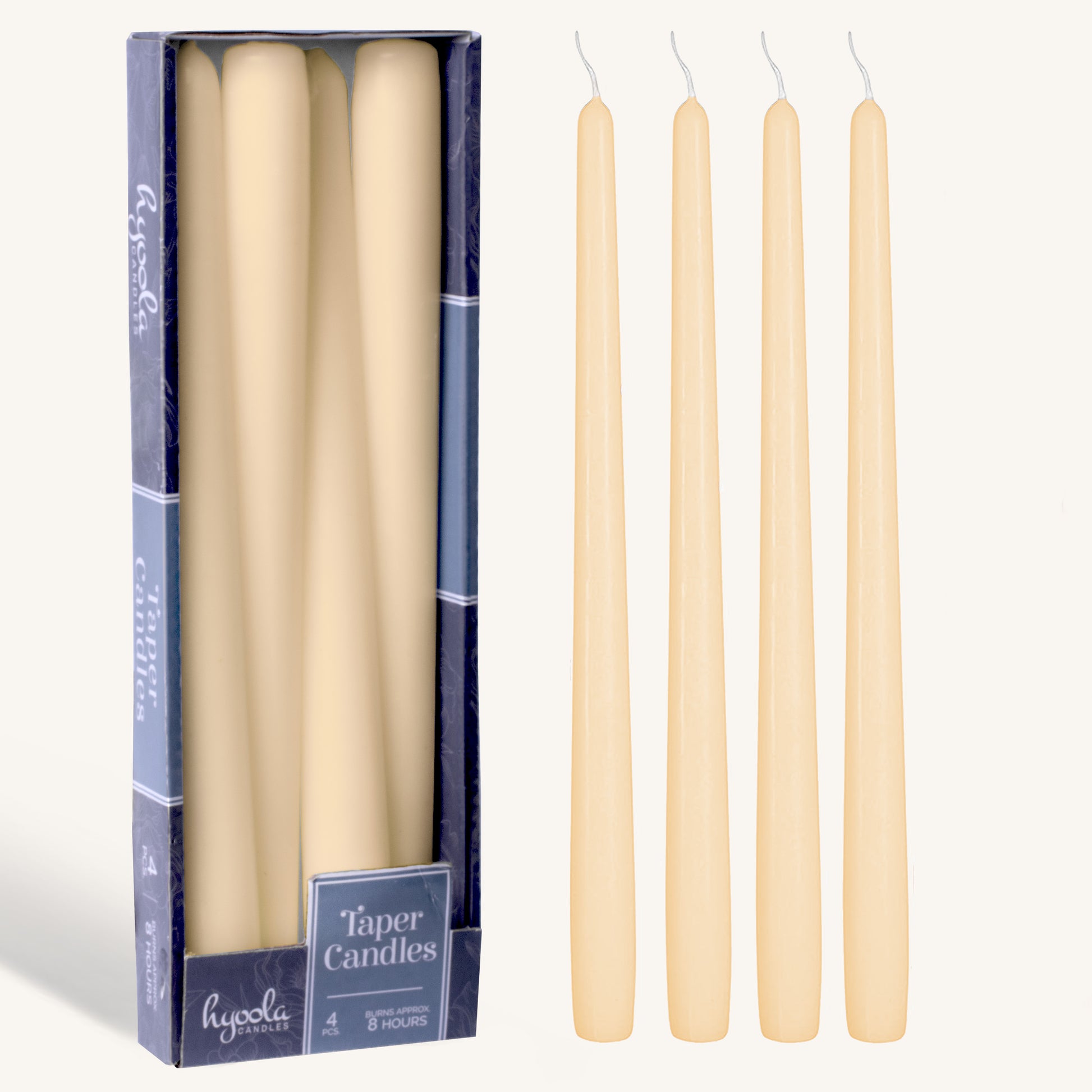 Cream taper candle, 10 inch, pack of 4