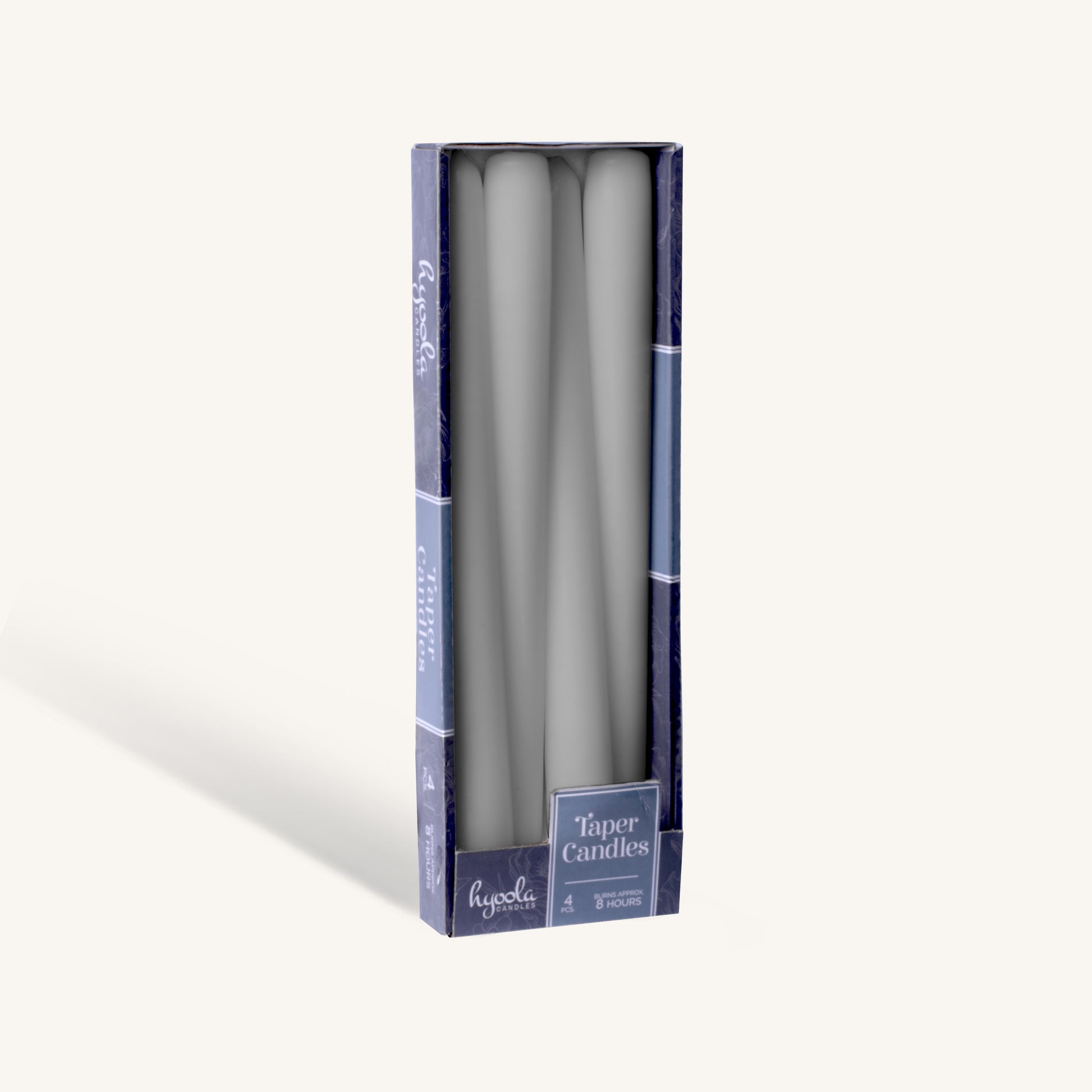 Dark grey taper candle, 10 inch, pack of 4
