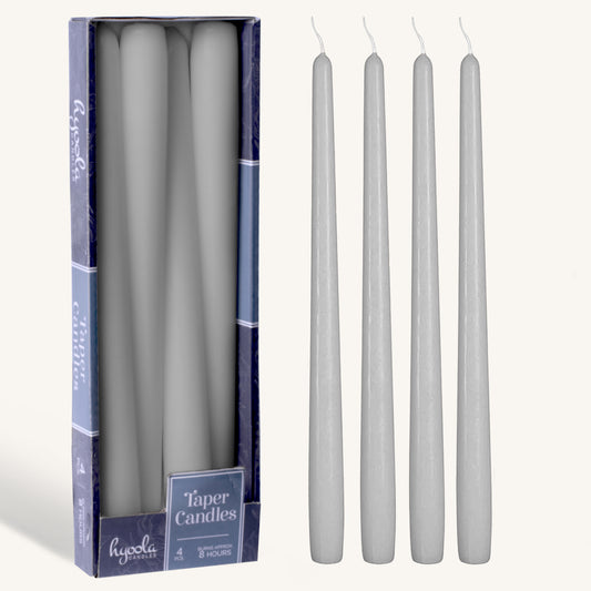 Dark grey taper candle, 10 inch, pack of 4