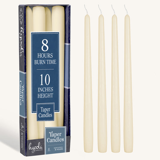 Wool White Taper Candles - 10 Inch - 4 Pack
