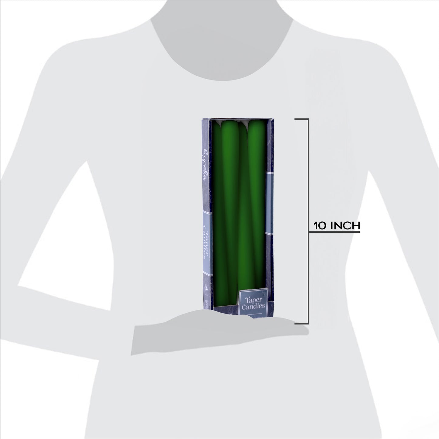 Hunter green taper candle, 10 inch, pack of 4