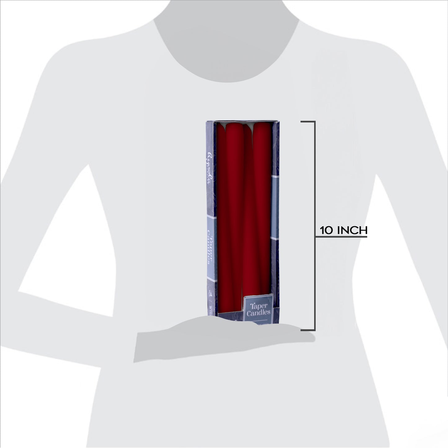 Burgundy red taper candle, 10 inch, pack of 4