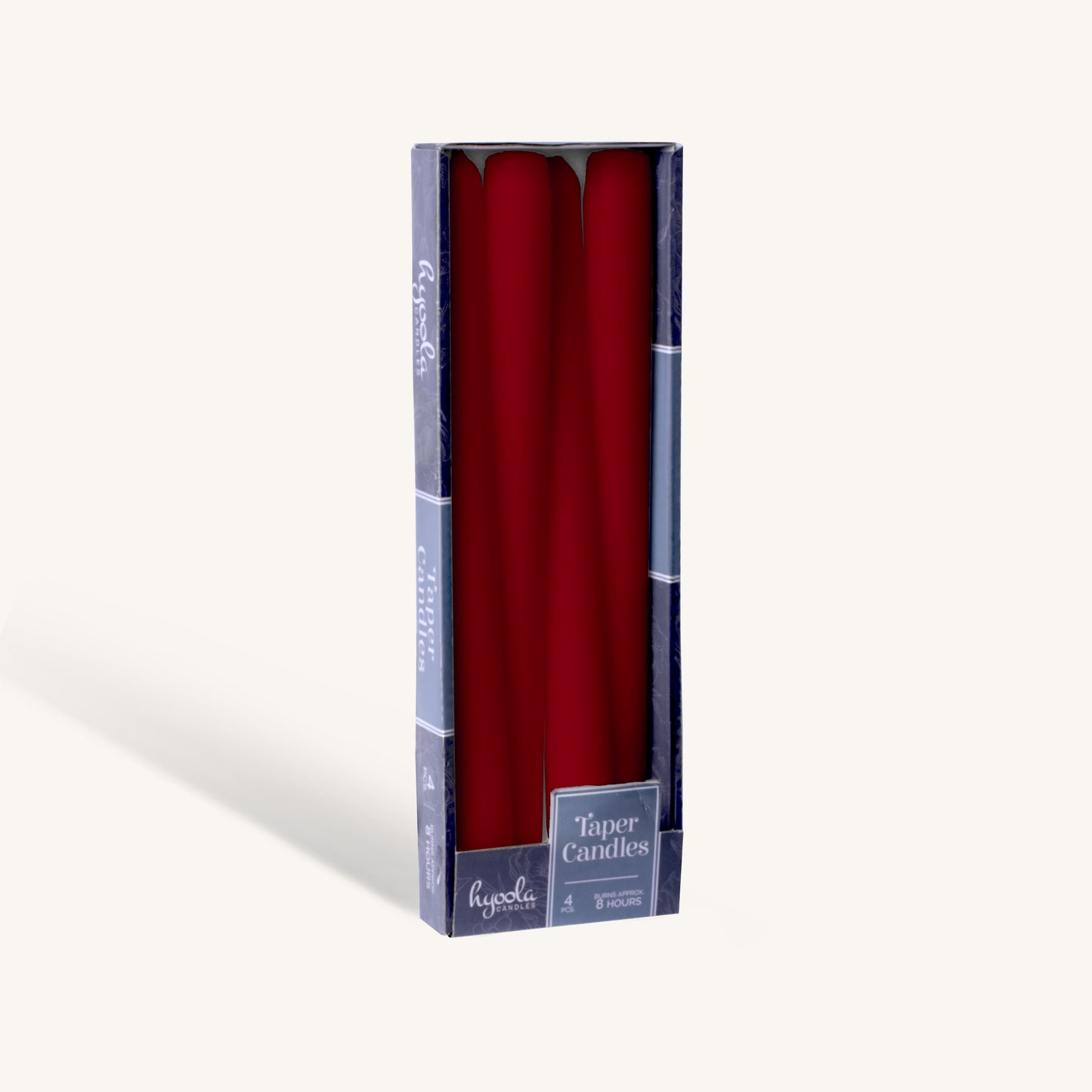 Burgundy red taper candle, 10 inch, pack of 4