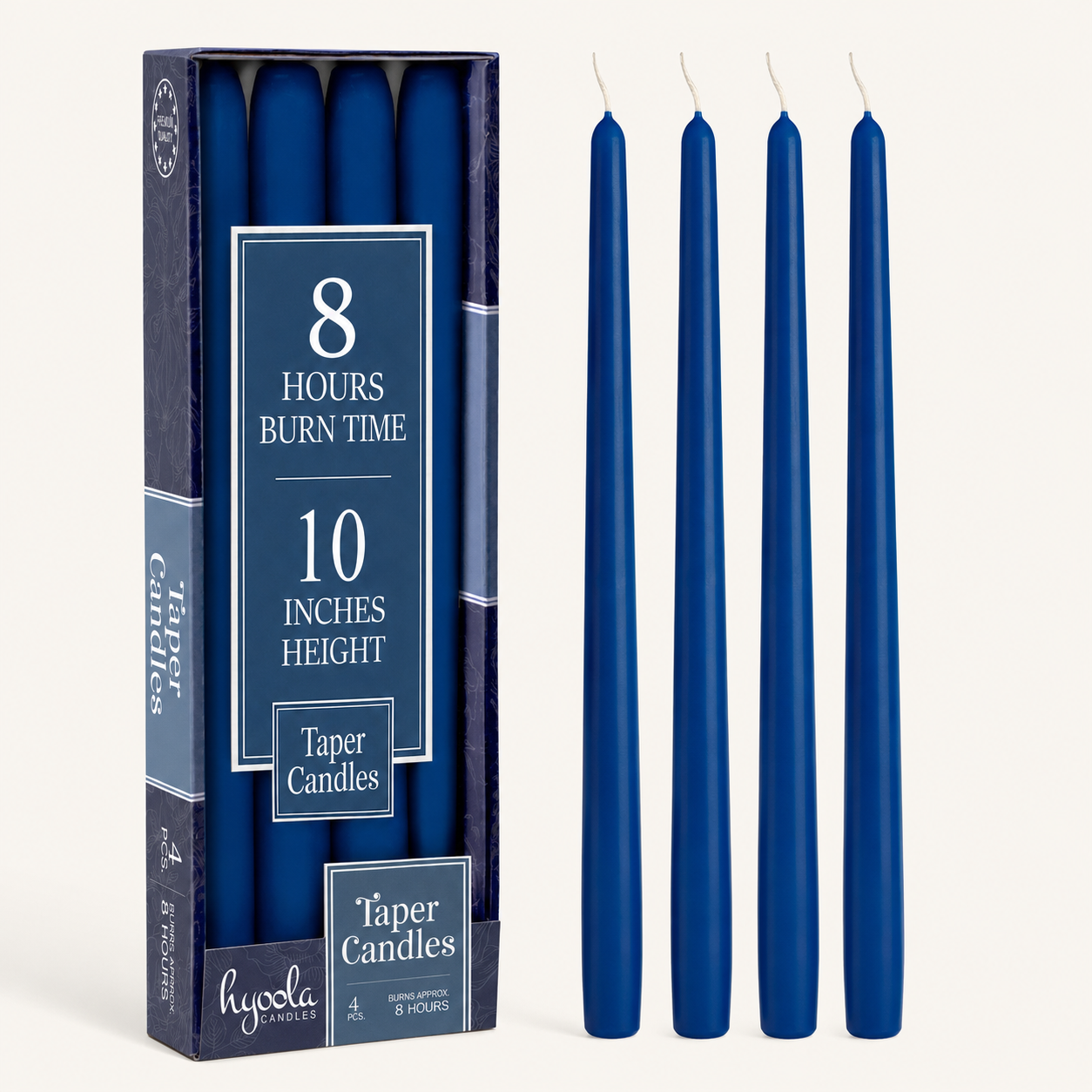 Midnight Blue Taper Candles - 10 Inch - 4 Pack