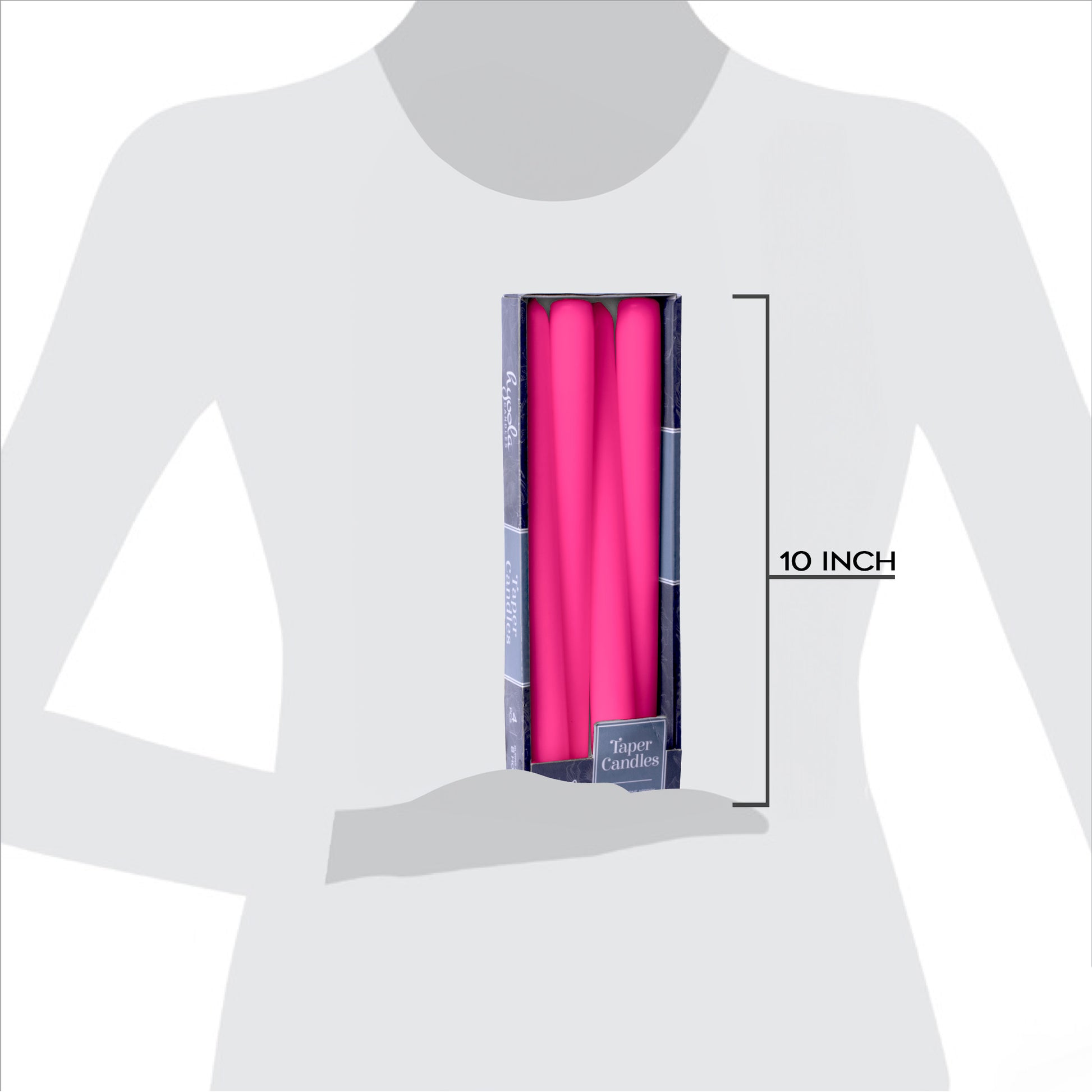 Fuchsia pink taper candle, 10 inch, pack of 4