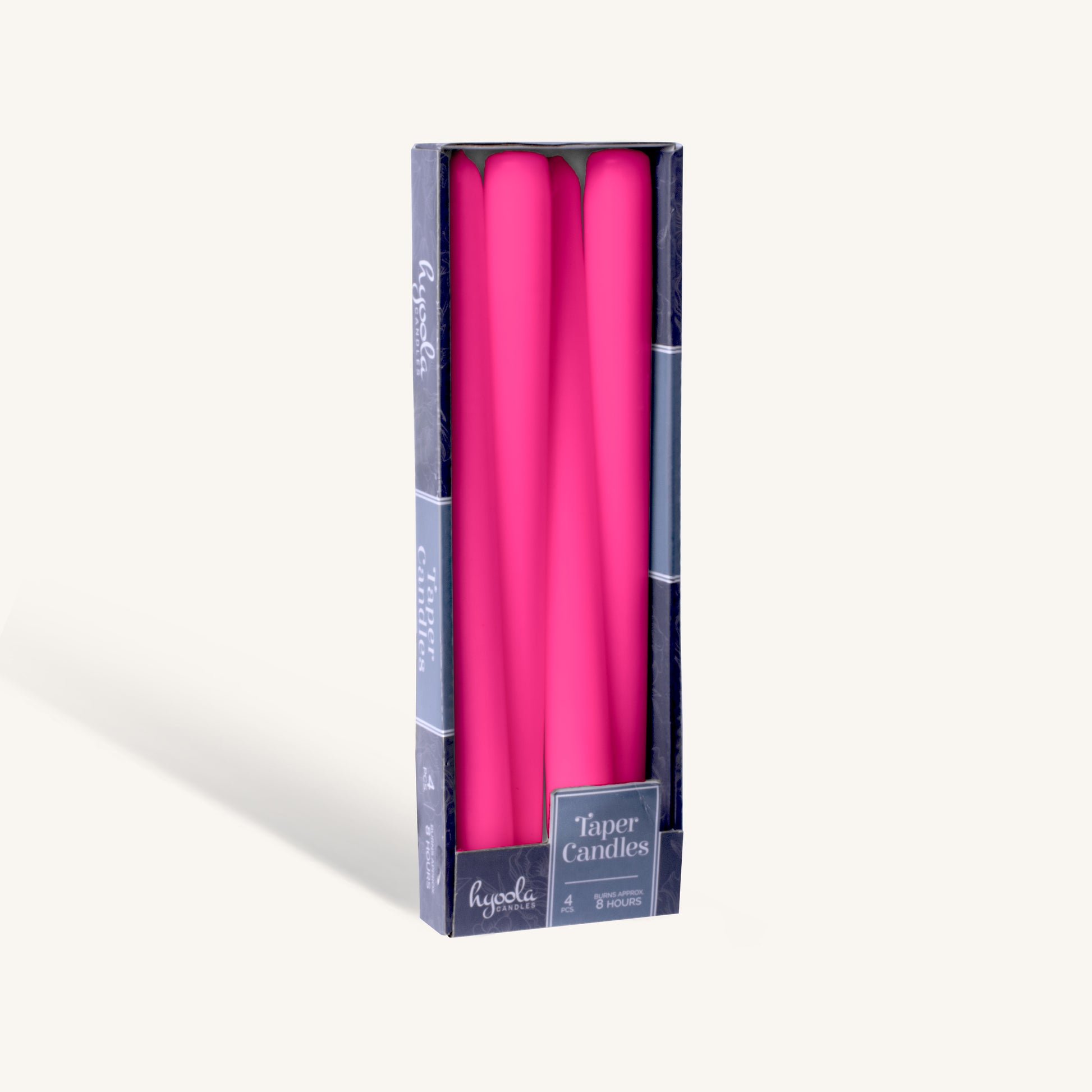 Fuchsia pink taper candle, 10 inch, pack of 4