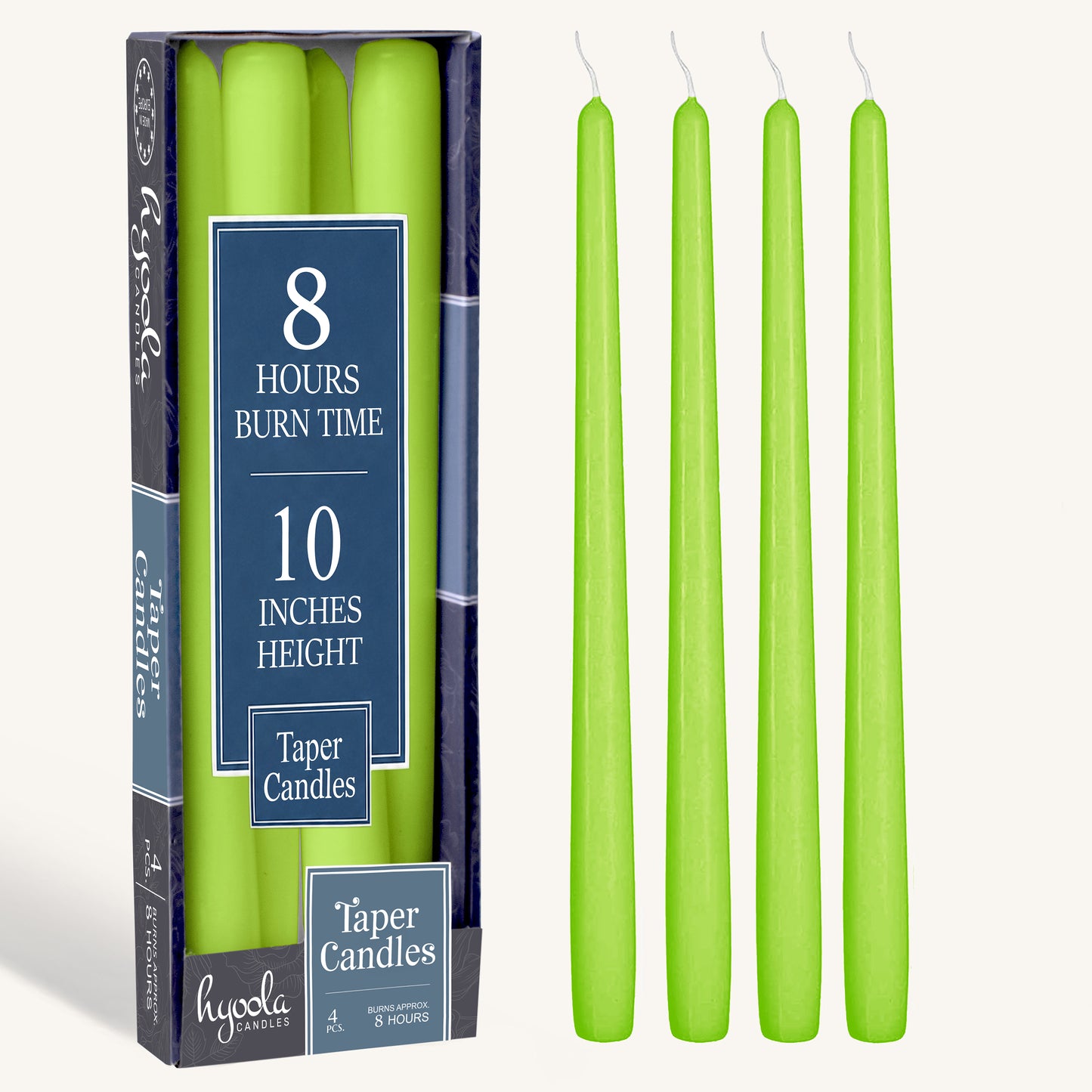 Lime Taper Candles - 10 Inch - 4 Pack