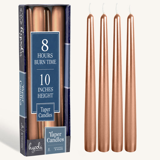 Metallic Copper Taper Candles - 10 Inch - 4 Pack