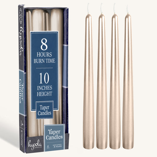 Metallic Titan Taper Candles - 10 Inch - 4 Pack