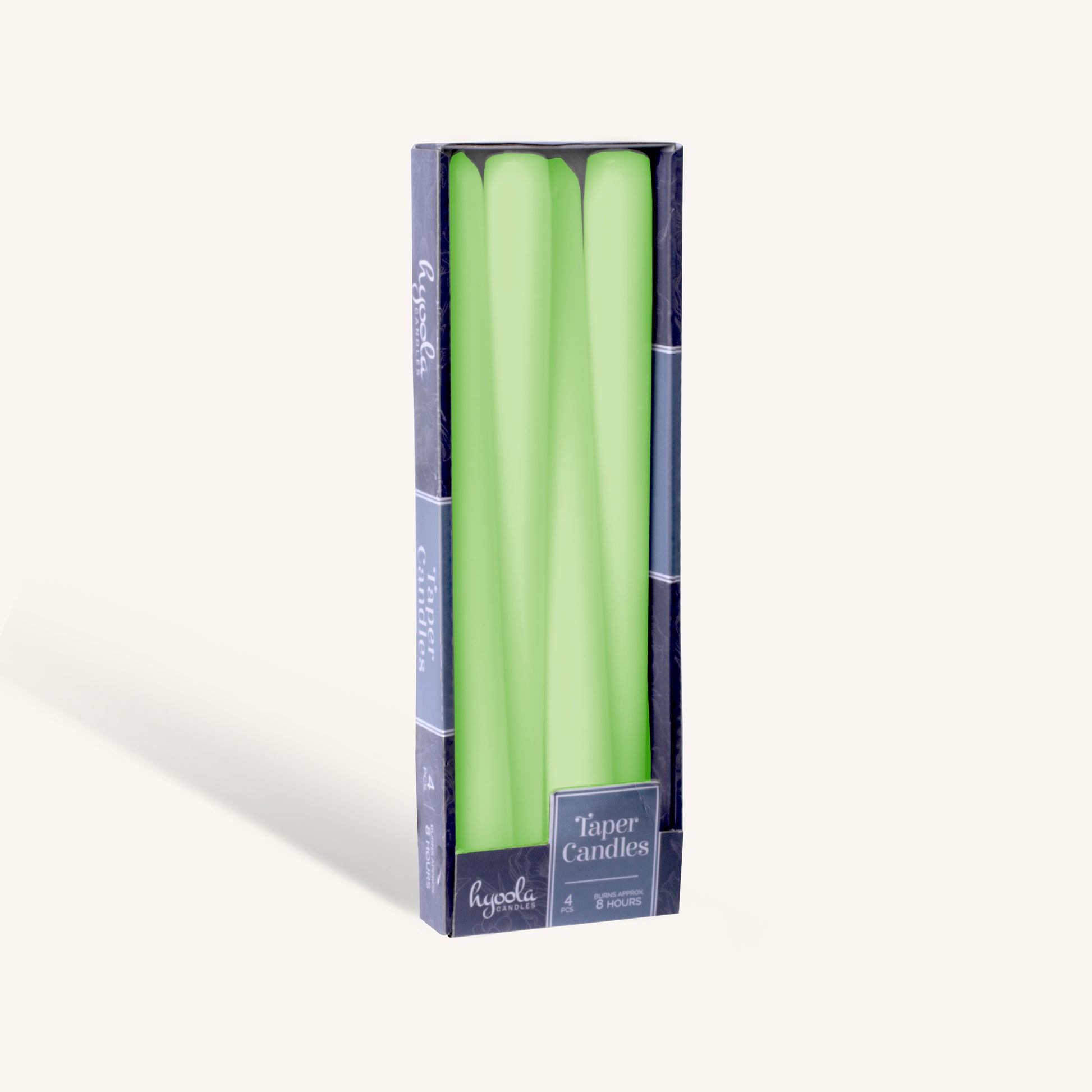 Celery green taper candle, 10 inch, pack of 4