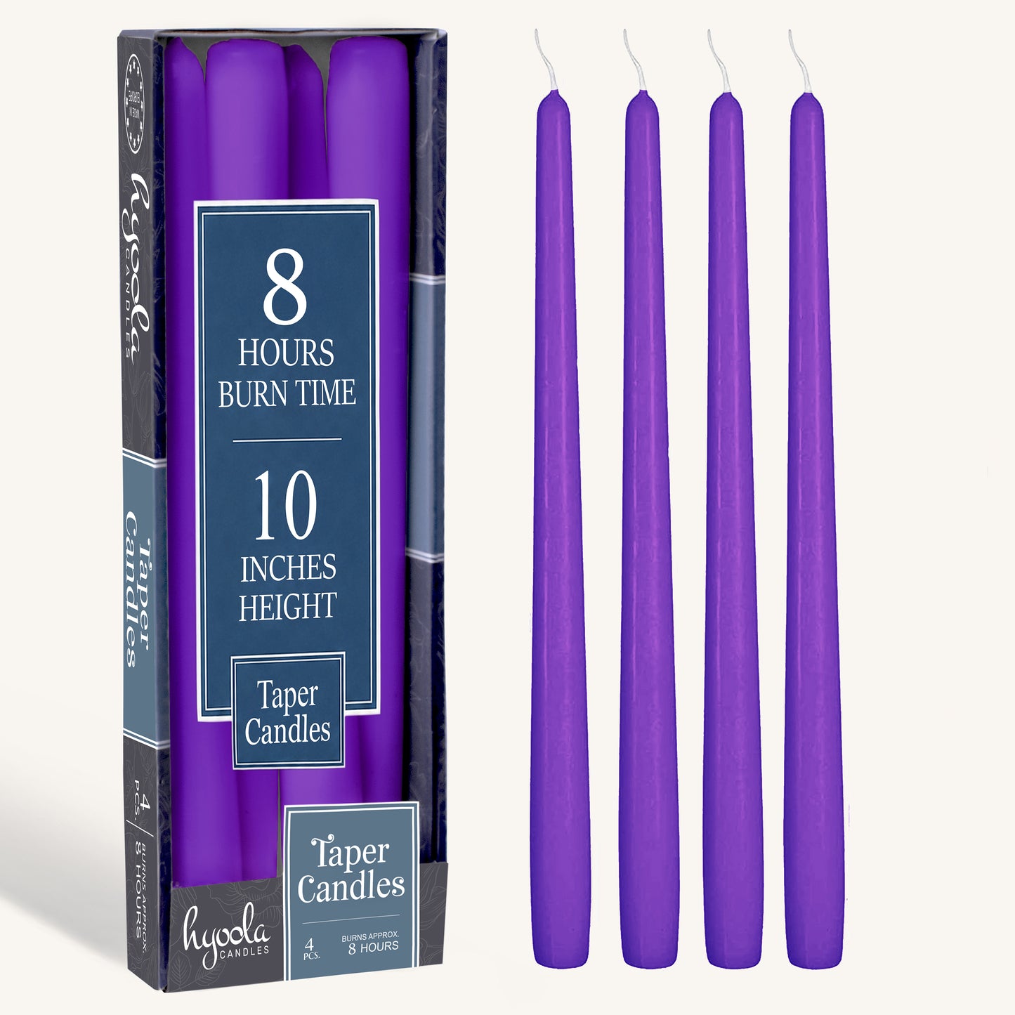 Purple Taper Candles - 10 Inch - 4 Pack