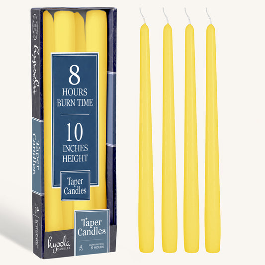 Yellow Taper Candles - 10 Inch - 4 Pack