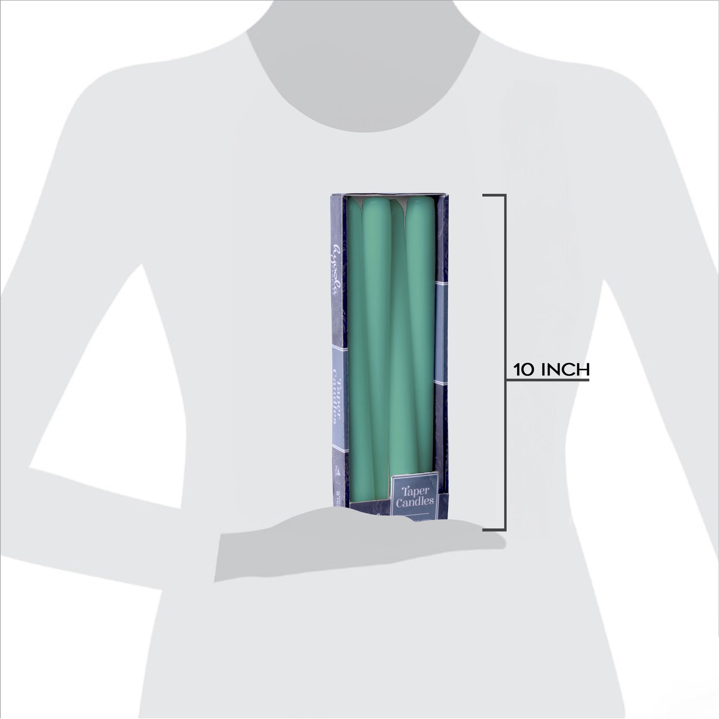 Emerald green taper candle, 10 inch, pack of 4