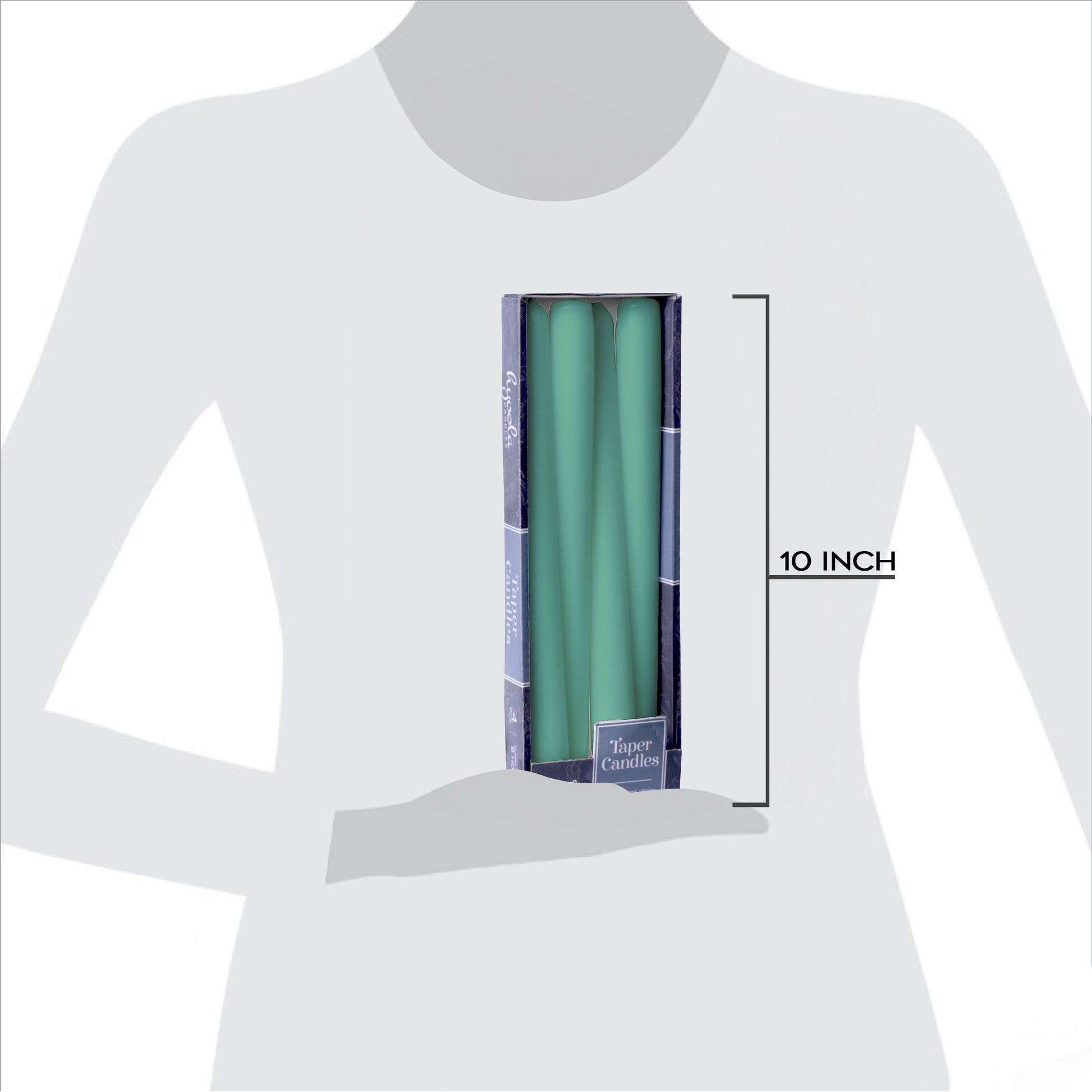 Emerald green taper candle, 10 inch, pack of 4