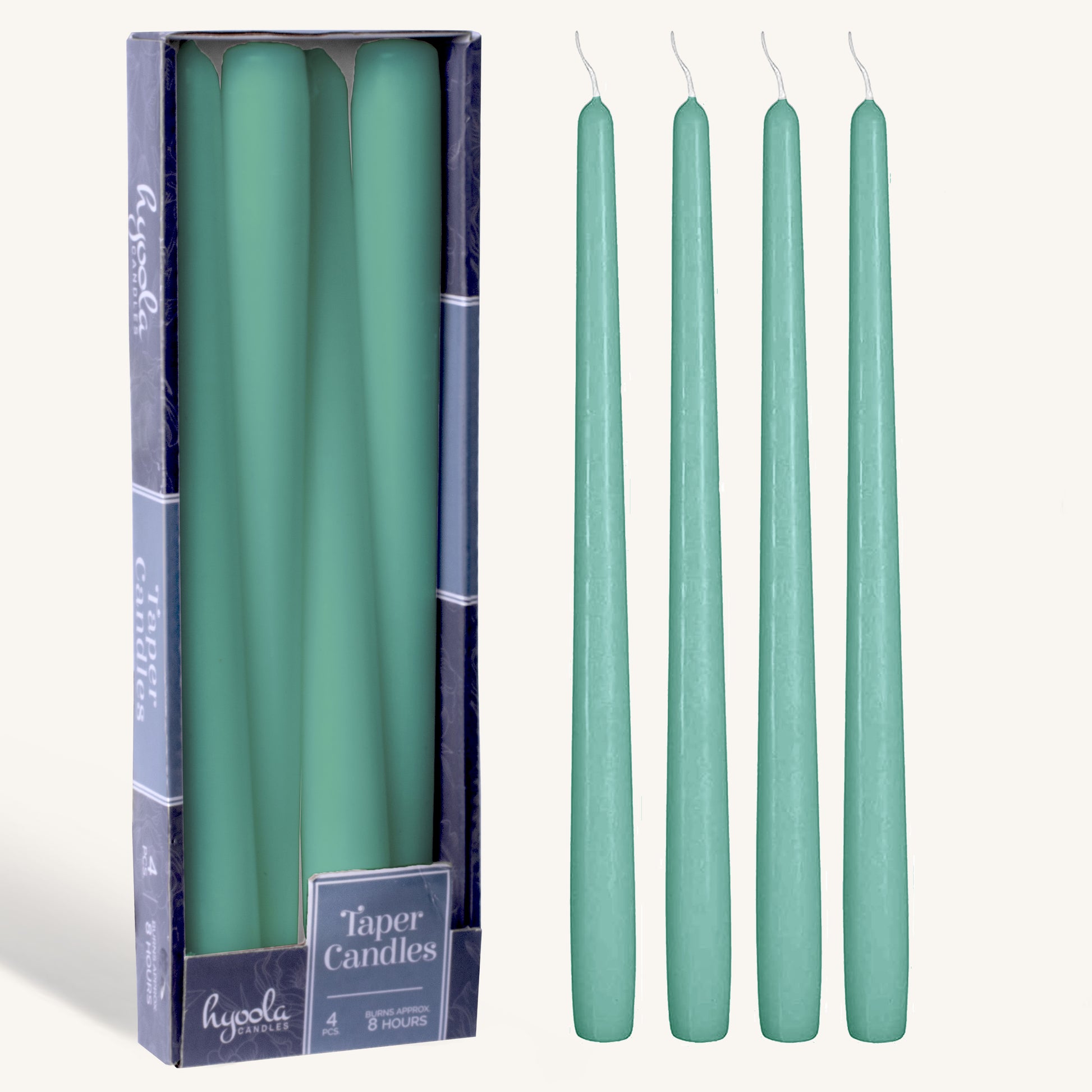 Emerald green taper candle, 10 inch, pack of 4