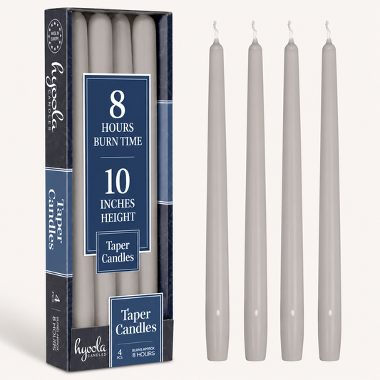 Light Grey Taper Candles - 10 Inch - 4 Pack