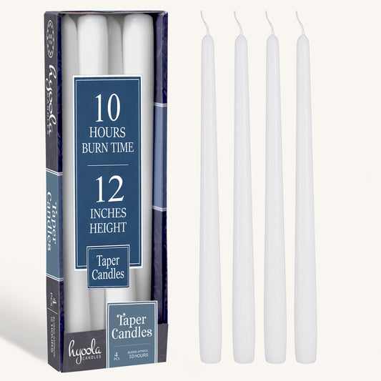 White Taper Candles - 12 Inch - 4 Pack