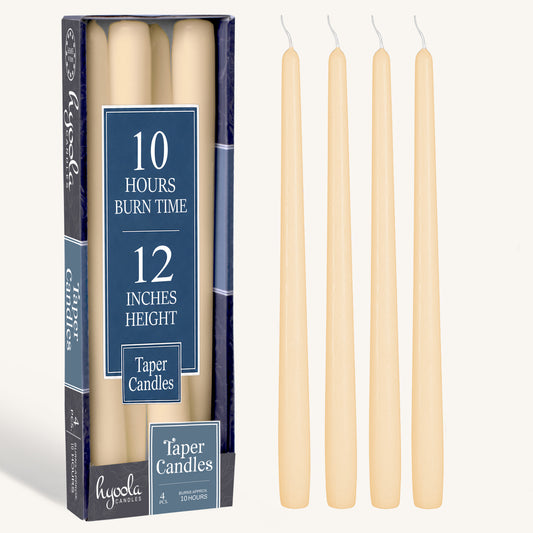 Cream Taper Candles - 12 Inch - 4 Pack