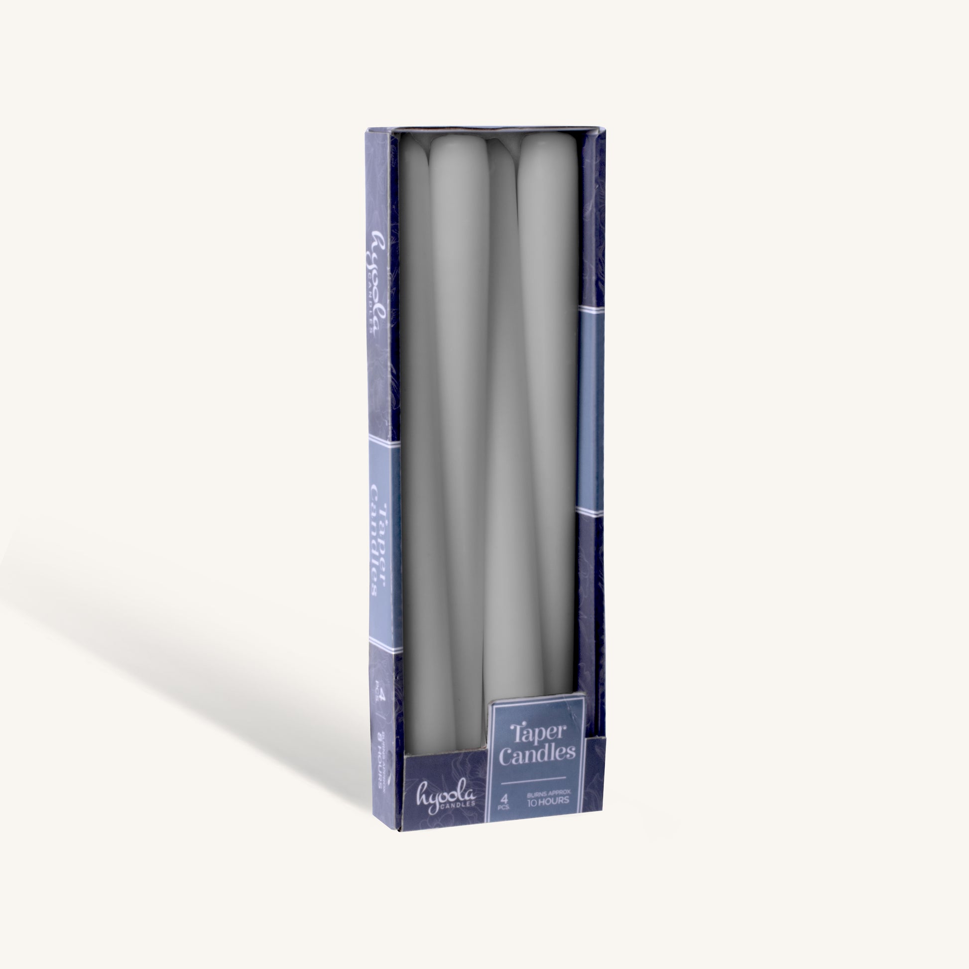 Dark grey taper candle, 12 inch, pack of 4
