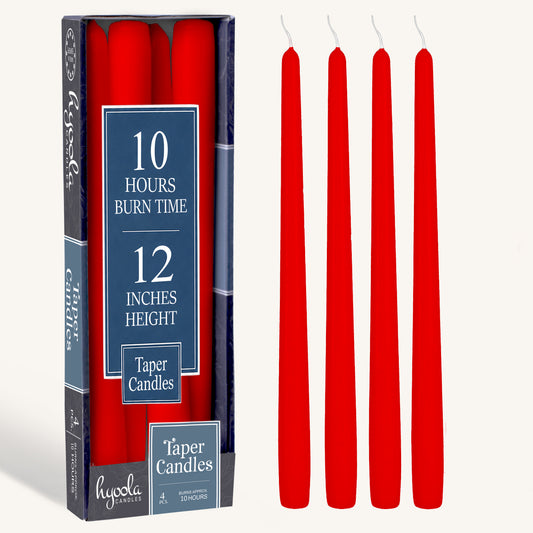 Red Taper Candles - 12 Inch - 4 Pack