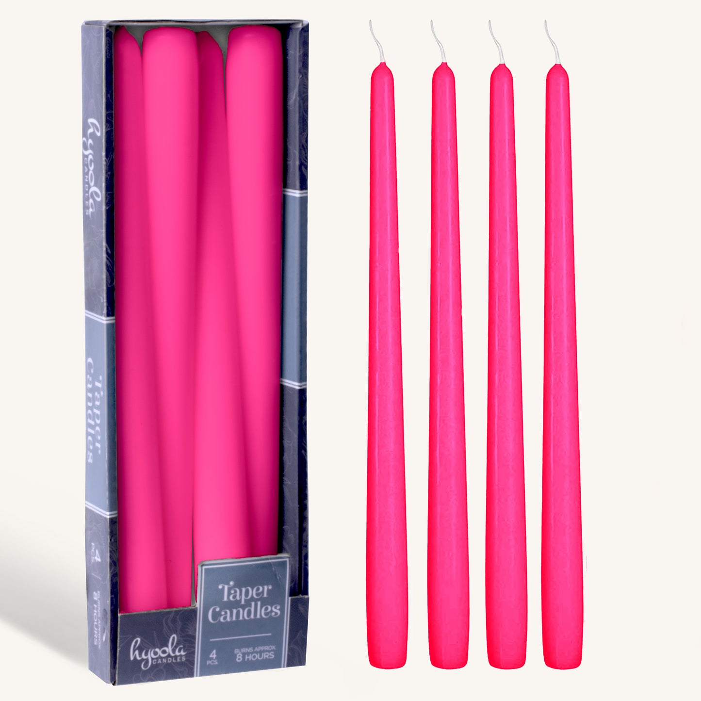 Fuchsia pink taper candle, 12 inch, pack of 4
