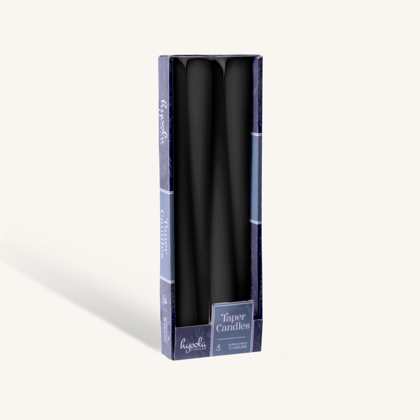 Black taper candle, 12 inch, pack of 4