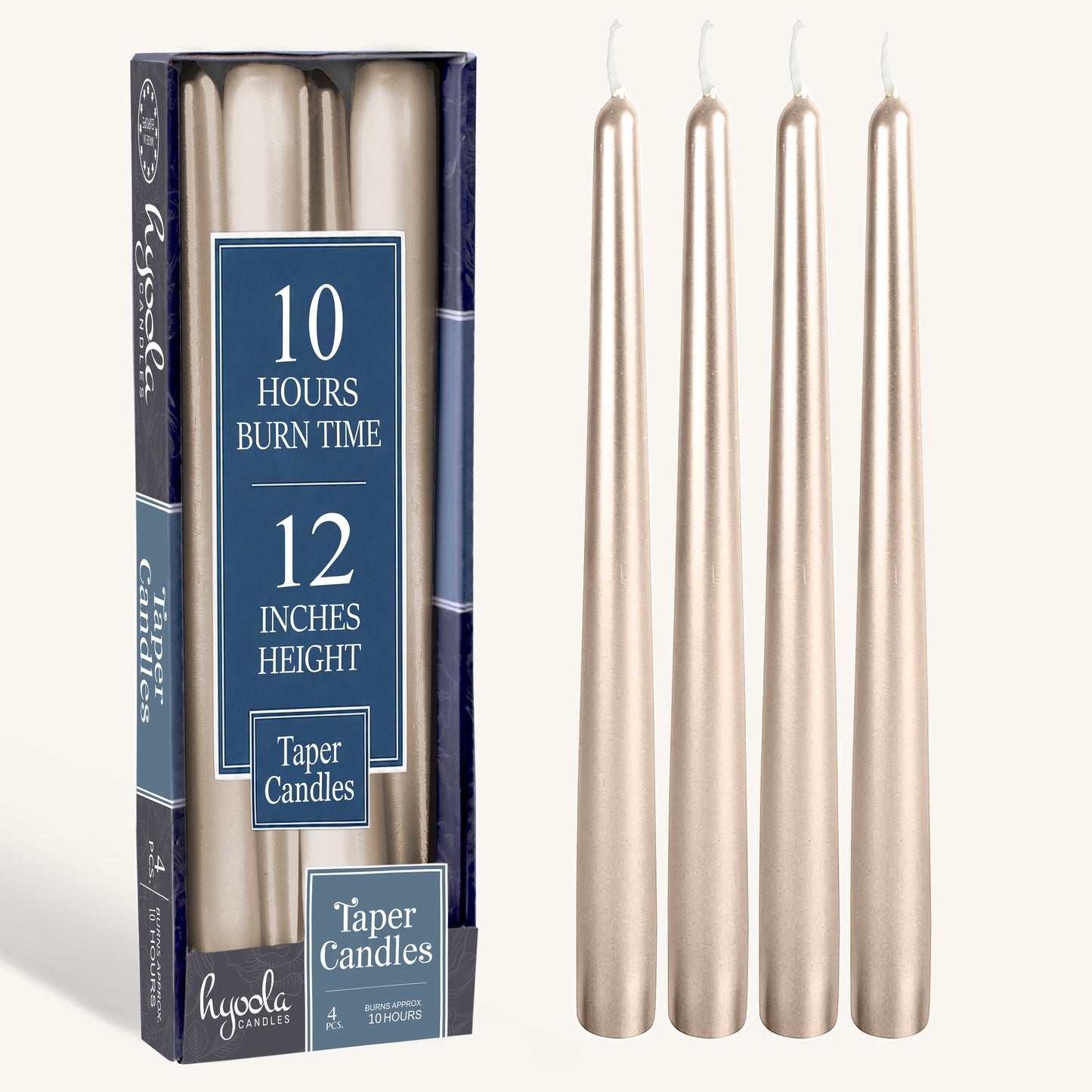 Metallic Titan Taper Candles - 12 Inch - 4 Pack