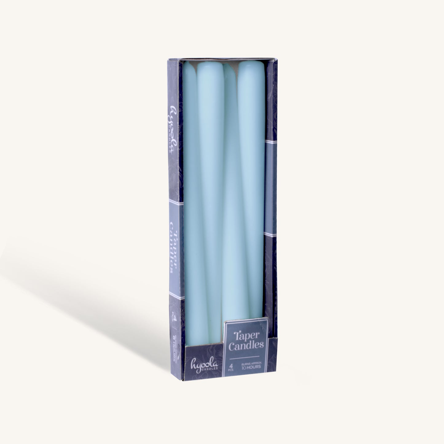 Ice blue taper candle, 12 inch, pack of 4