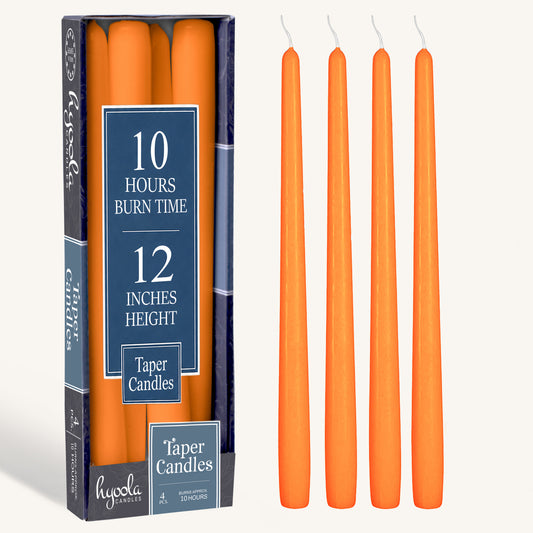 Orange Taper Candles - 12 Inch - 4 Pack