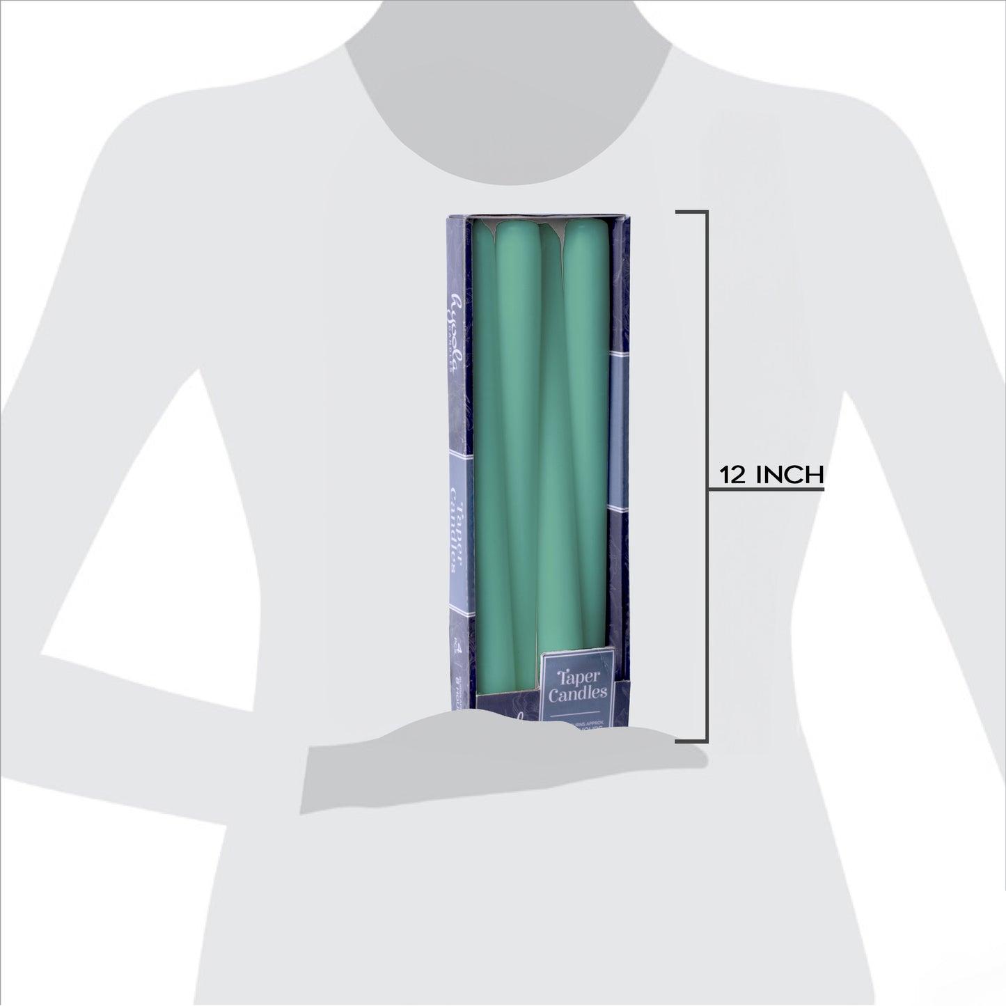 Emerald green taper candle, 12 inch, pack of 4