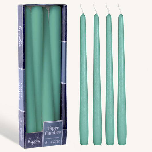 Emerald green taper candle, 12 inch, pack of 4