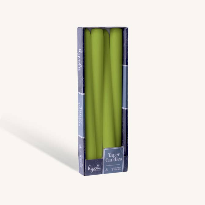 Olive Green Taper Candles - 12 Inch - 4 Pack